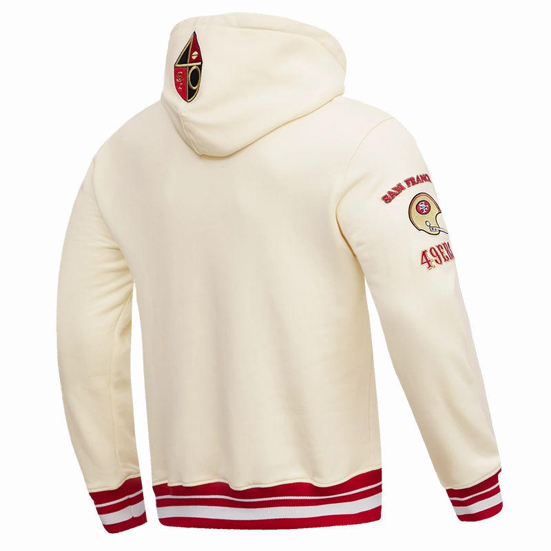 NFL SAN FRANCISCO 49ERS RETRO CLASSIC MEN'S PULLOVER HOODIE (EGGSHELL/RED)