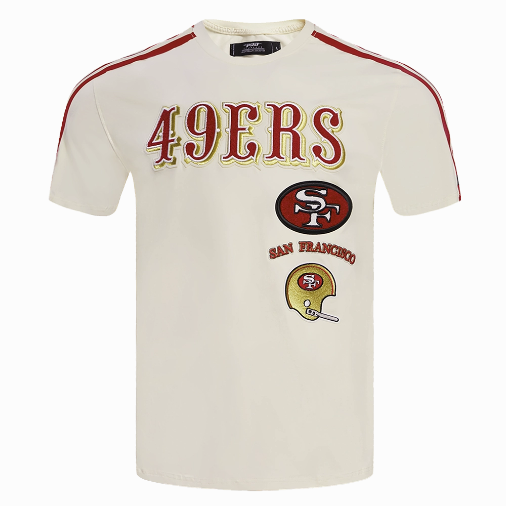 NFL SAN FRANCISCO 49ERS RETRO CLASSIC MEN'S STRIPED TEE (EGGSHELL/ RED)