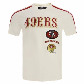 NFL SAN FRANCISCO 49ERS RETRO CLASSIC MEN'S STRIPED TEE (EGGSHELL/ RED)