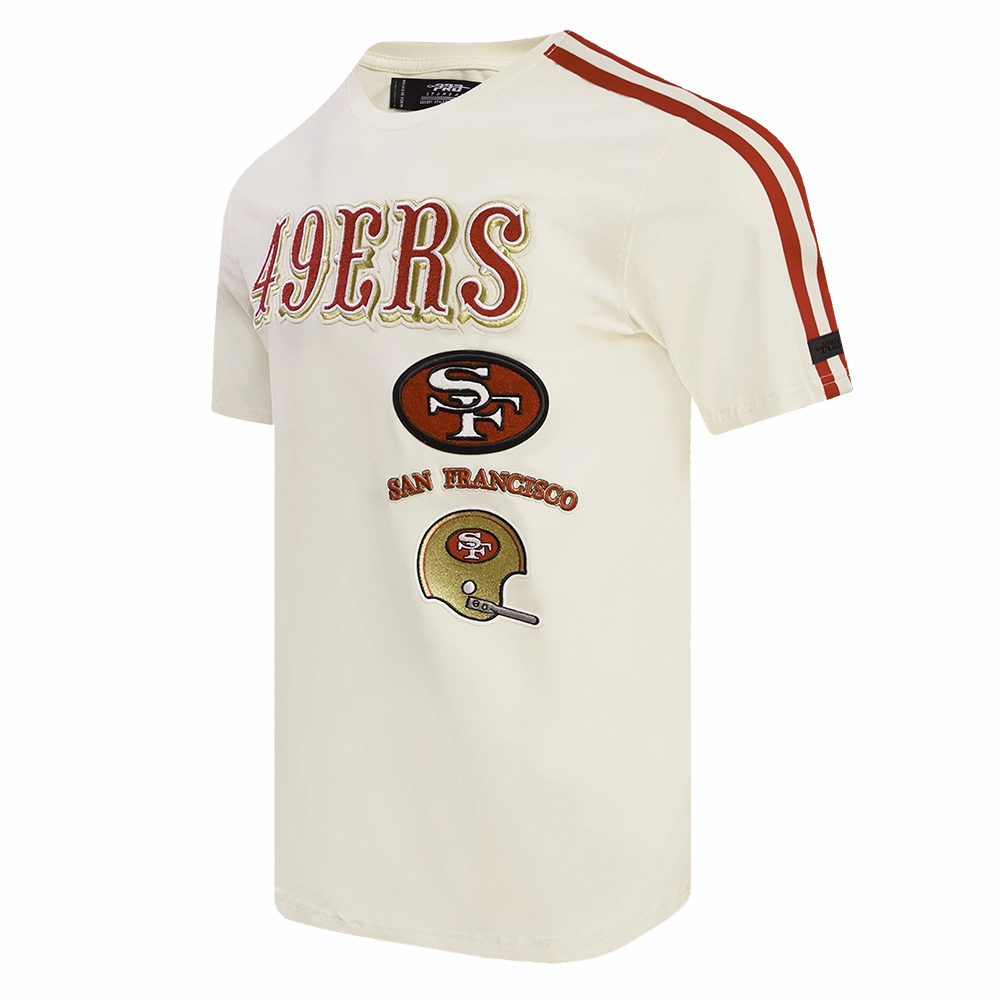 NFL SAN FRANCISCO 49ERS RETRO CLASSIC MEN'S STRIPED TEE (EGGSHELL/ RED)