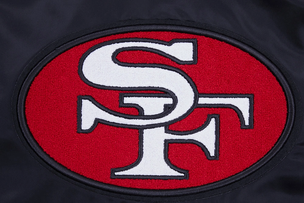 NFL SAN FRANCISCO 49ERS RETRO CLASSIC WOMEN'S RIB SATIN JACKET (BLACK/RED)