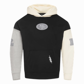 NFL SAN FRANCISCO 49ERS REVERSE FRENCH TERRY MEN'S COLOR BLOCK FLEECE PULLOVER HOODIE