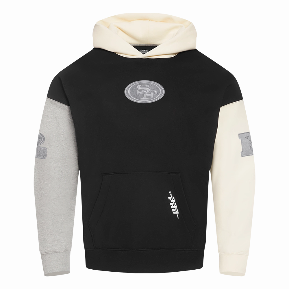 NFL SAN FRANCISCO 49ERS REVERSE FRENCH TERRY MEN'S COLOR BLOCK FLEECE PULLOVER HOODIE
