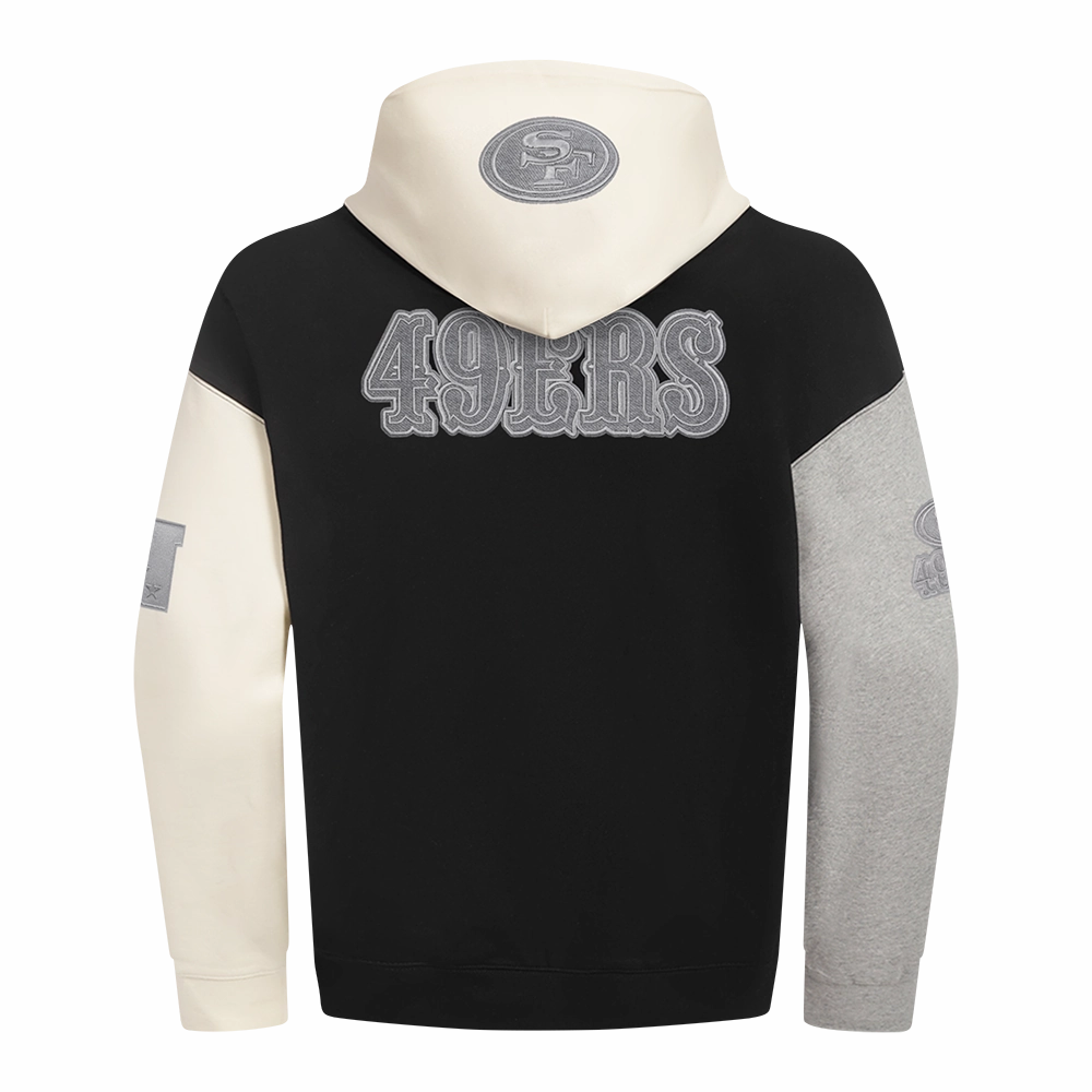 NFL SAN FRANCISCO 49ERS REVERSE FRENCH TERRY MEN'S COLOR BLOCK FLEECE PULLOVER HOODIE