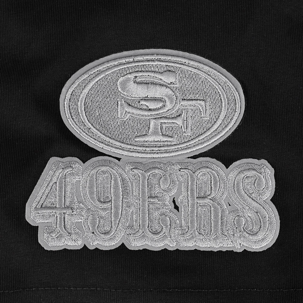 NFL SAN FRANCISCO 49ERS REVERSE FRENCH TERRY MEN'S COTTON JERSEY DROP SHOULDER TEE (BLACK)