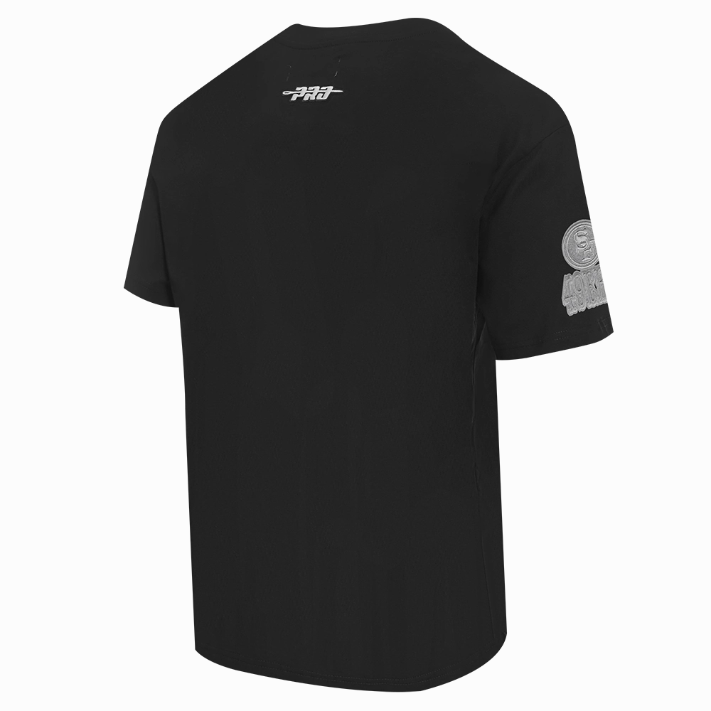 NFL SAN FRANCISCO 49ERS REVERSE FRENCH TERRY MEN'S COTTON JERSEY DROP SHOULDER TEE (BLACK)