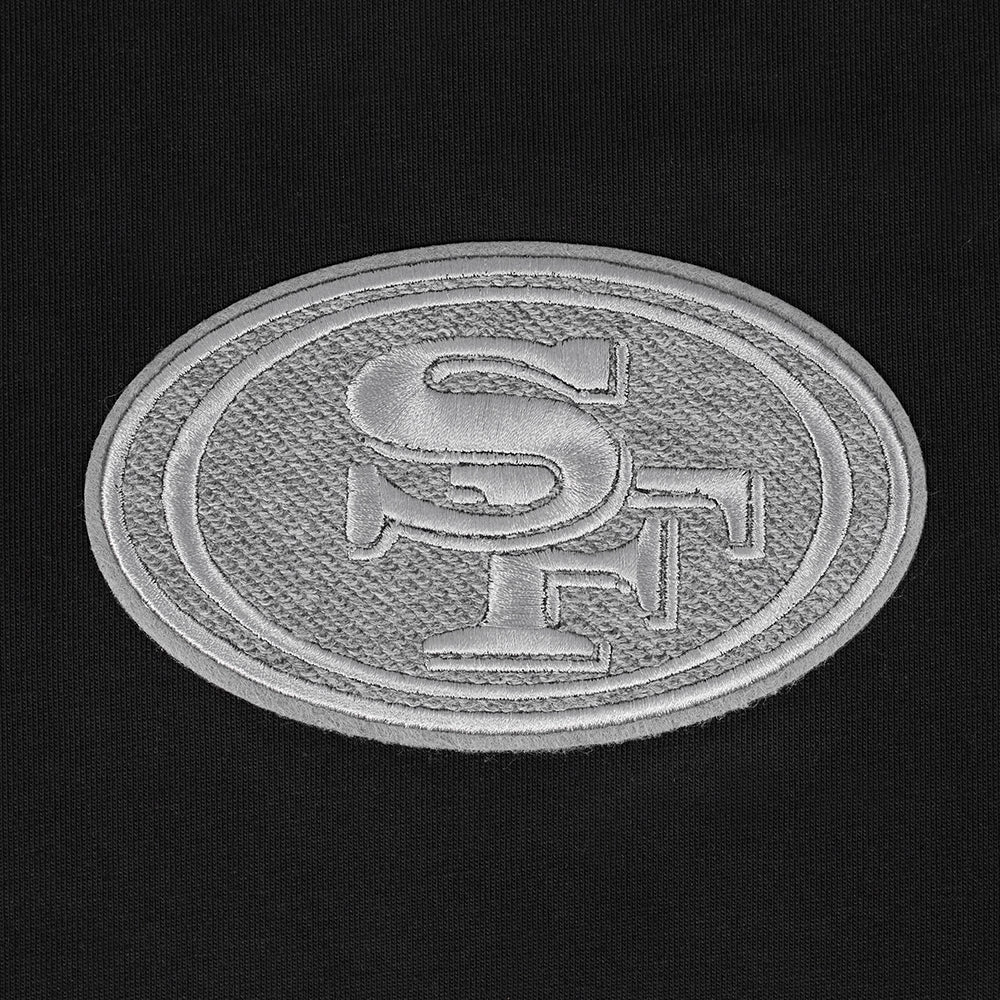 NFL SAN FRANCISCO 49ERS REVERSE FRENCH TERRY MEN'S COTTON JERSEY DROP SHOULDER TEE (BLACK)