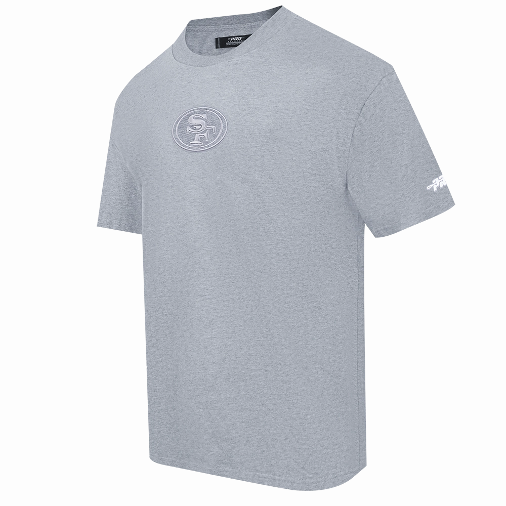 NFL SAN FRANCISCO 49ERS REVERSE FRENCH TERRY MEN'S COTTON JERSEY DROP SHOULDER TEE (DARK HEATHER GRAY)