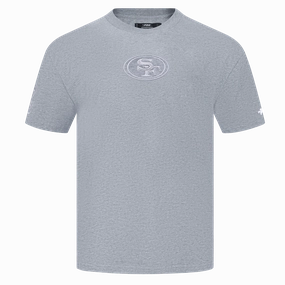 NFL SAN FRANCISCO 49ERS REVERSE FRENCH TERRY MEN'S COTTON JERSEY DROP SHOULDER TEE (DARK HEATHER GRAY)