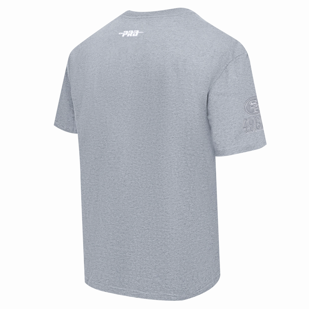 NFL SAN FRANCISCO 49ERS REVERSE FRENCH TERRY MEN'S COTTON JERSEY DROP SHOULDER TEE (DARK HEATHER GRAY)