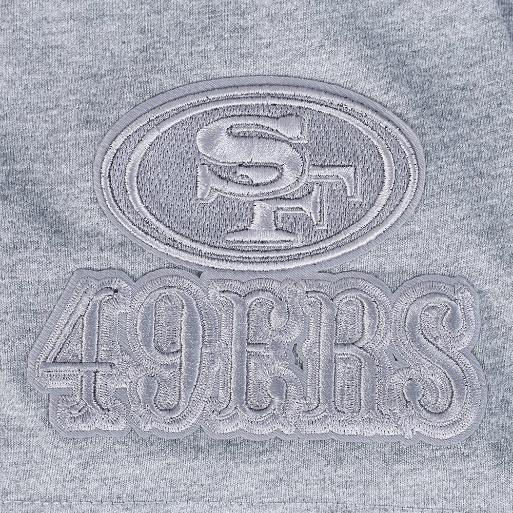 NFL SAN FRANCISCO 49ERS REVERSE FRENCH TERRY MEN'S COTTON JERSEY DROP SHOULDER TEE (DARK HEATHER GRAY)