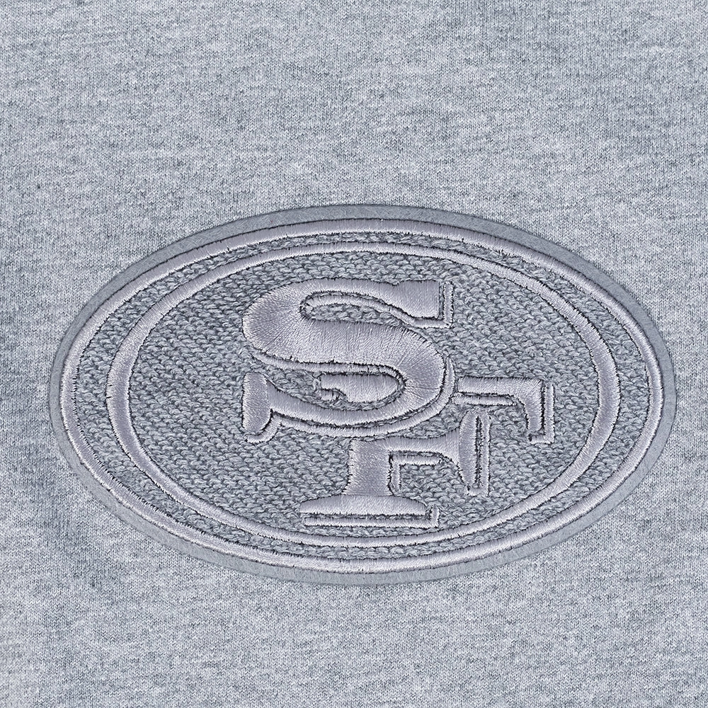 NFL SAN FRANCISCO 49ERS REVERSE FRENCH TERRY MEN'S COTTON JERSEY DROP SHOULDER TEE (DARK HEATHER GRAY)