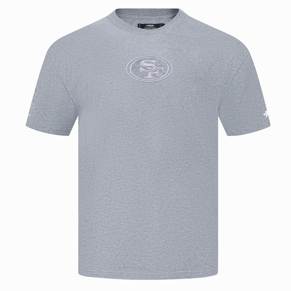 NFL SAN FRANCISCO 49ERS REVERSE FRENCH TERRY MEN'S COTTON JERSEY DROP SHOULDER TEE (DARK HEATHER GRAY)