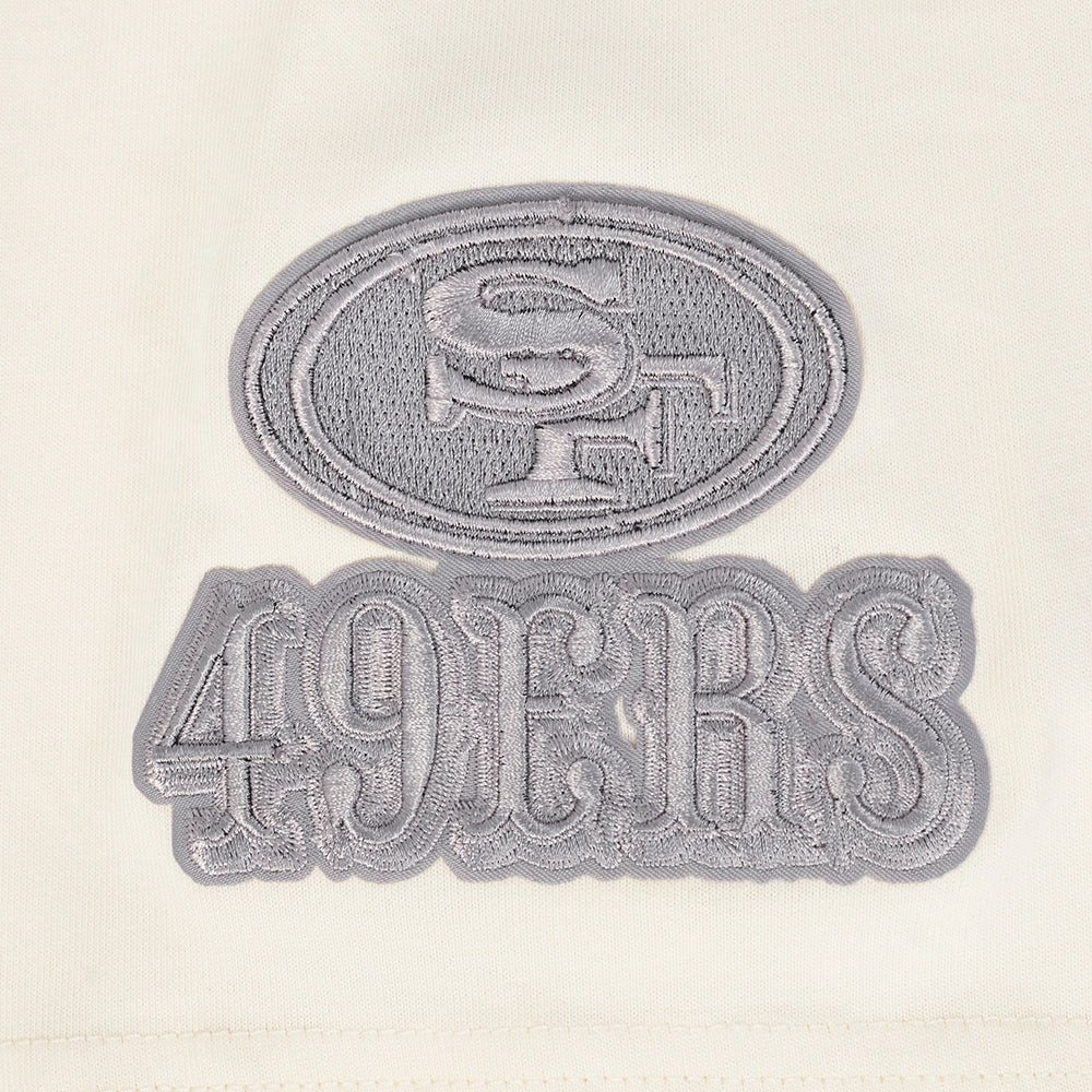 NFL SAN FRANCISCO 49ERS REVERSE FRENCH TERRY MEN'S COTTON JERSEY DROP SHOULDER TEE (EGGSHELL)