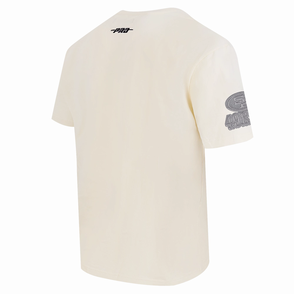 NFL SAN FRANCISCO 49ERS REVERSE FRENCH TERRY MEN'S COTTON JERSEY DROP SHOULDER TEE (EGGSHELL)