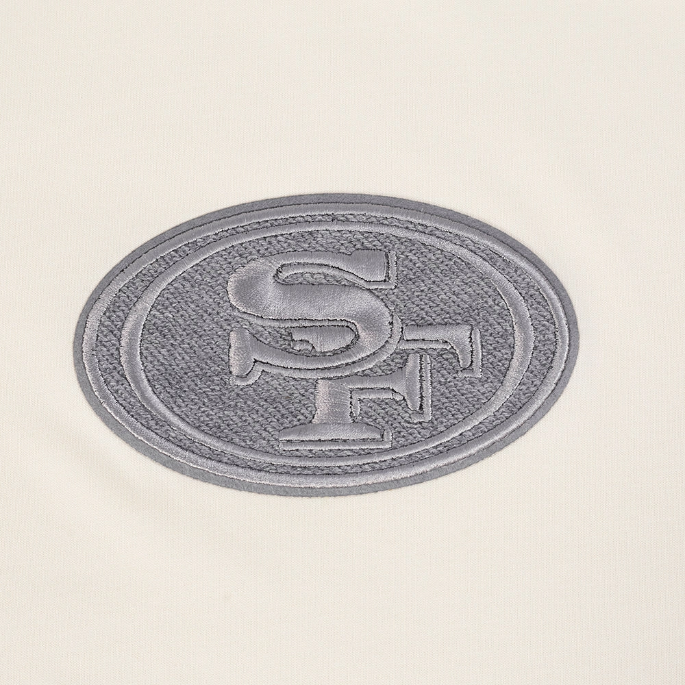 NFL SAN FRANCISCO 49ERS REVERSE FRENCH TERRY MEN'S COTTON JERSEY DROP SHOULDER TEE (EGGSHELL)