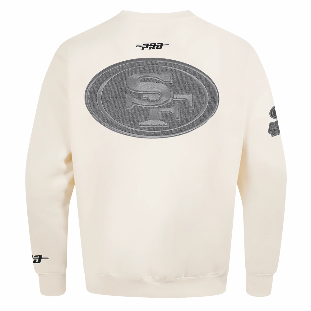 NFL SAN FRANCISCO 49ERS REVERSE FRENCH TERRY MEN'S DROP SHOULDER FLEECE CREWNECK (EGGSHELL)