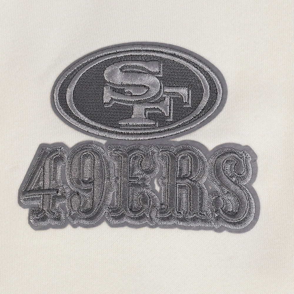 NFL SAN FRANCISCO 49ERS REVERSE FRENCH TERRY MEN'S DROP SHOULDER FLEECE CREWNECK (EGGSHELL)