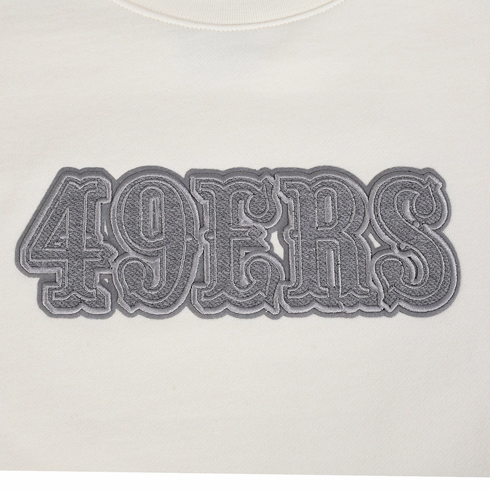 NFL SAN FRANCISCO 49ERS REVERSE FRENCH TERRY MEN'S DROP SHOULDER FLEECE CREWNECK (EGGSHELL)