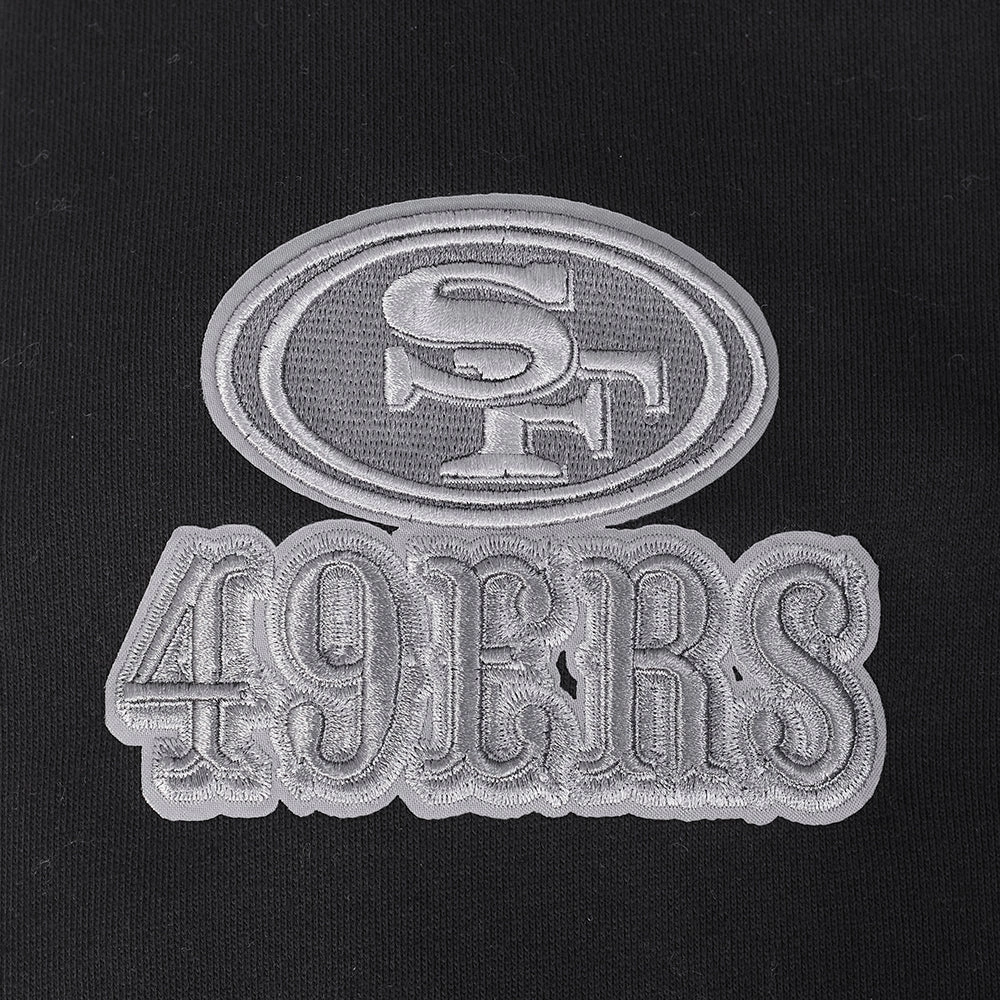 NFL SAN FRANCISCO 49ERS REVERSE FRENCH TERRY MEN'S DROP SHOULDER FLEECE PULLOVER HOODIE (BLACK)