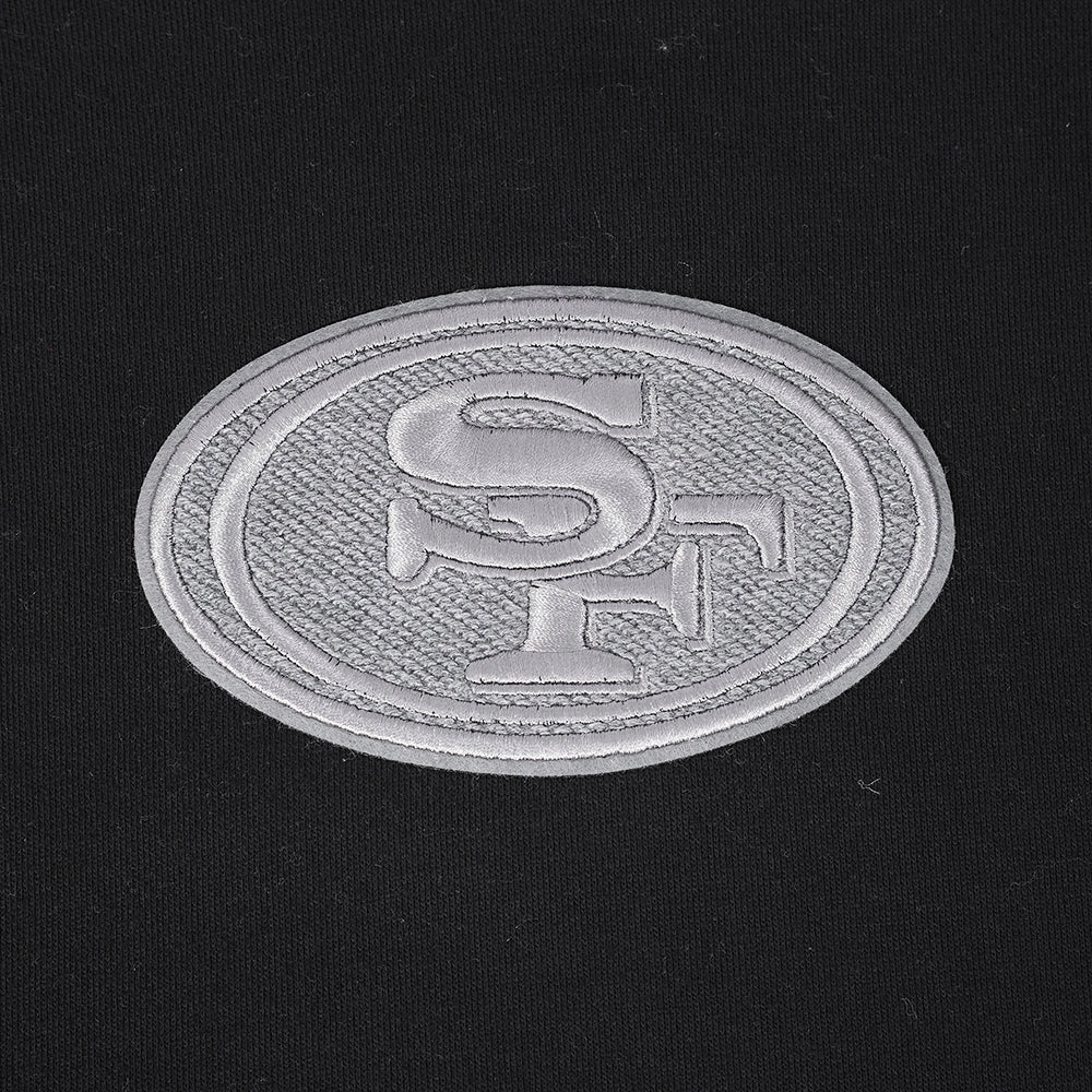 NFL SAN FRANCISCO 49ERS REVERSE FRENCH TERRY MEN'S DROP SHOULDER FLEECE PULLOVER HOODIE (BLACK)