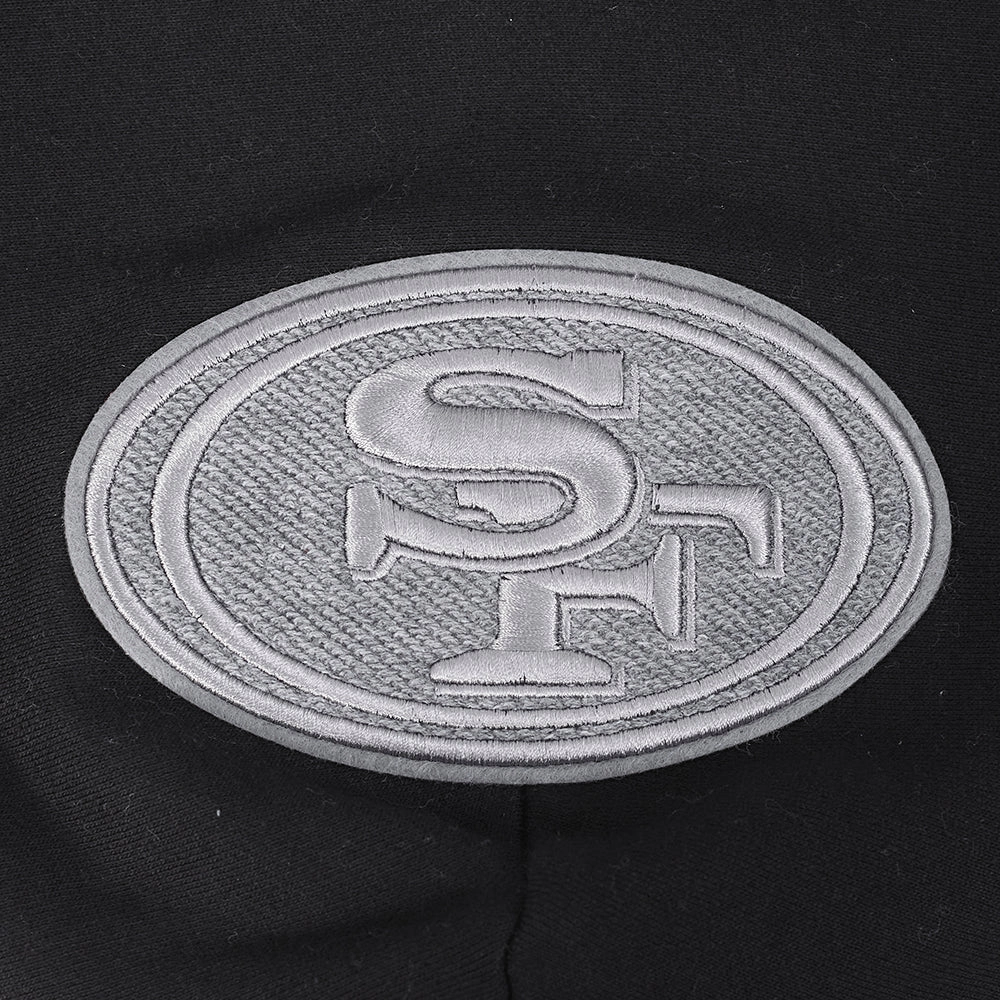 NFL SAN FRANCISCO 49ERS REVERSE FRENCH TERRY MEN'S DROP SHOULDER FLEECE PULLOVER HOODIE (BLACK)