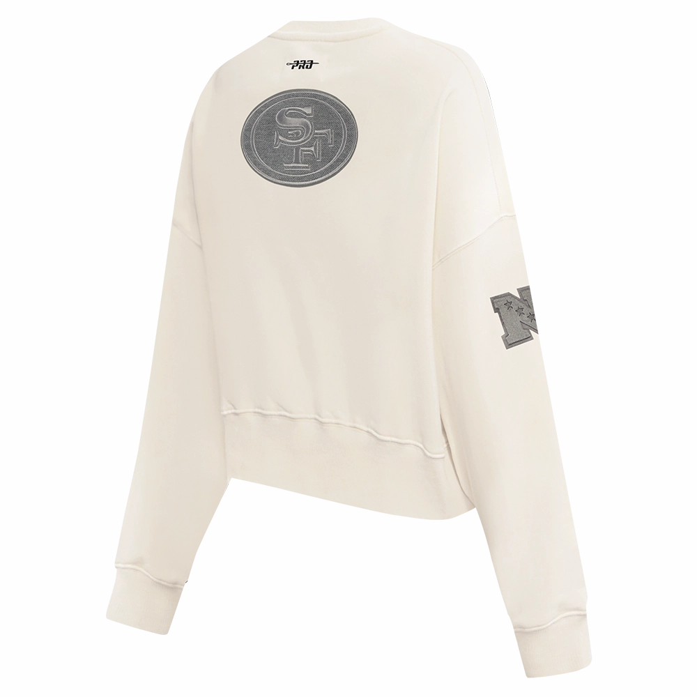 NFL SAN FRANCISCO 49ERS REVERSE FRENCH TERRY WOMEN'S FLEECE CREWNECK (EGGSHELL)