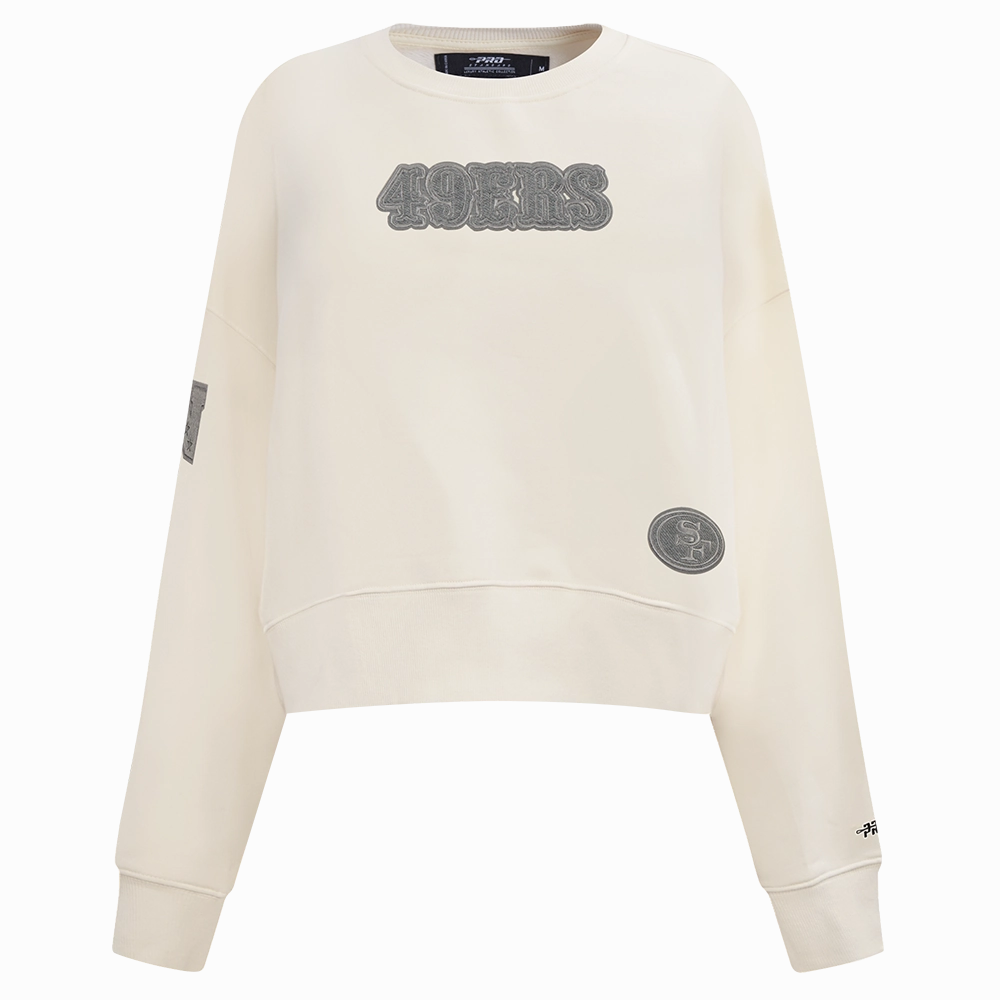 NFL SAN FRANCISCO 49ERS REVERSE FRENCH TERRY WOMEN'S FLEECE CREWNECK (EGGSHELL)
