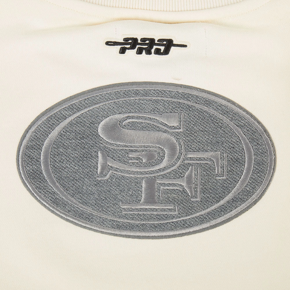 NFL SAN FRANCISCO 49ERS REVERSE FRENCH TERRY WOMEN'S FLEECE CREWNECK (EGGSHELL)