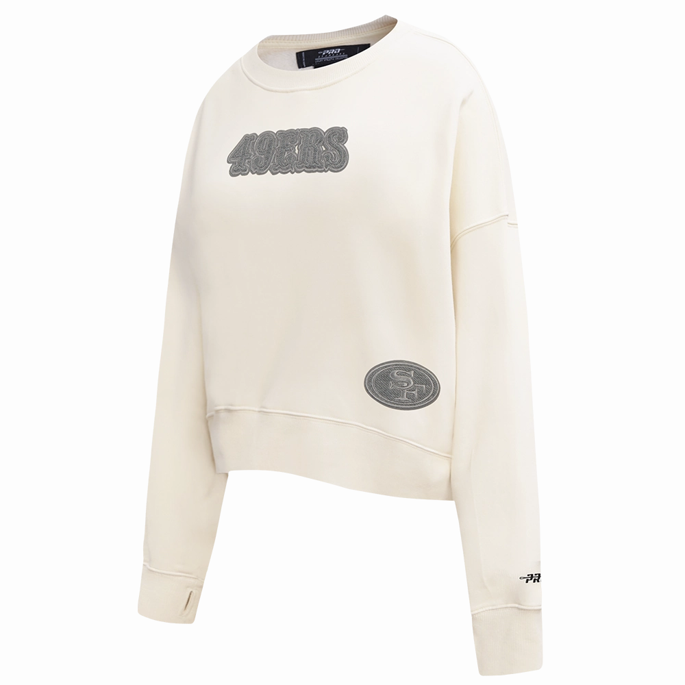 NFL SAN FRANCISCO 49ERS REVERSE FRENCH TERRY WOMEN'S FLEECE CREWNECK (EGGSHELL)