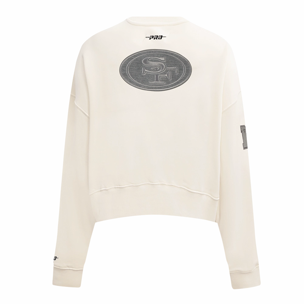 NFL SAN FRANCISCO 49ERS REVERSE FRENCH TERRY WOMEN'S FLEECE CREWNECK (EGGSHELL)