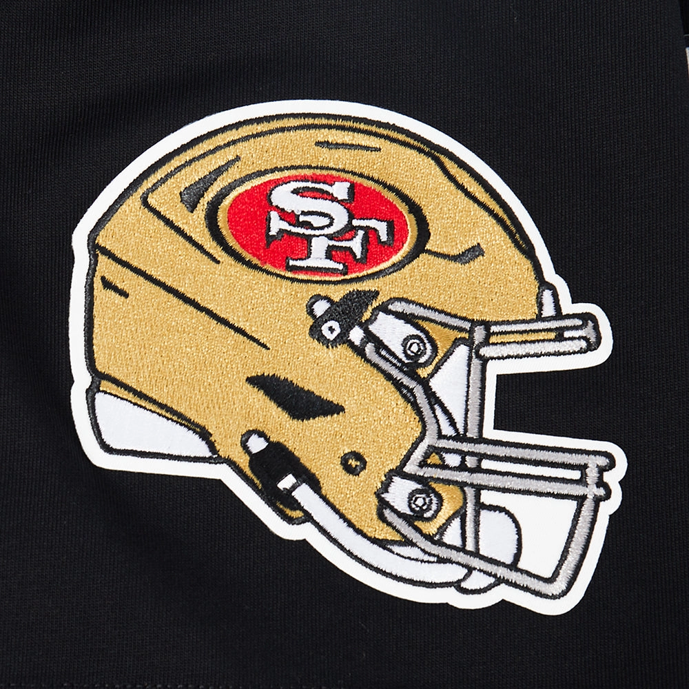 NFL SAN FRANCISCO 49ERS RIB CAGE MEN'S COTTON JERSEY DROP SHOULDER TEE (BLACK)