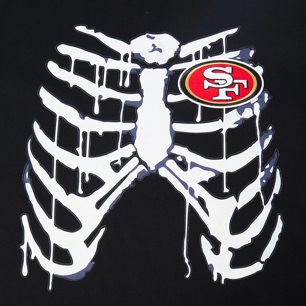NFL SAN FRANCISCO 49ERS RIB CAGE MEN'S COTTON JERSEY DROP SHOULDER TEE (BLACK)