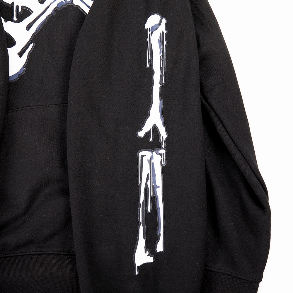 NFL SAN FRANCISCO 49ERS RIB CAGE MEN'S DROP SHOULDER FLEECE PULLOVER HOODIE (BLACK)