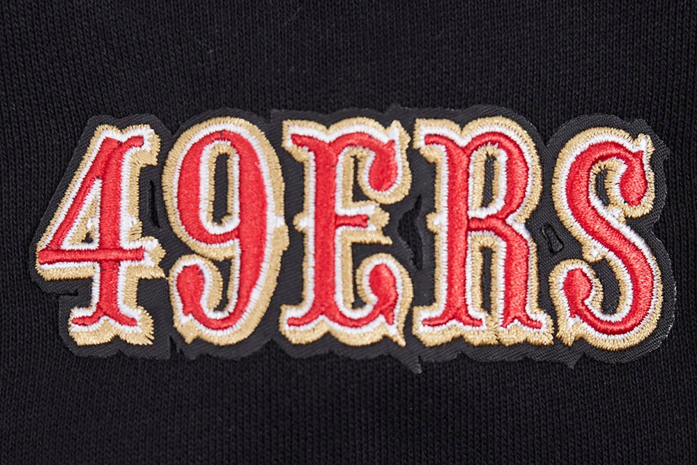 NFL SAN FRANCISCO 49ERS SCRIPT TAIL MEN'S RIB FLEECE PULLOVER HOODIE (BLACK/RED/BLACK)