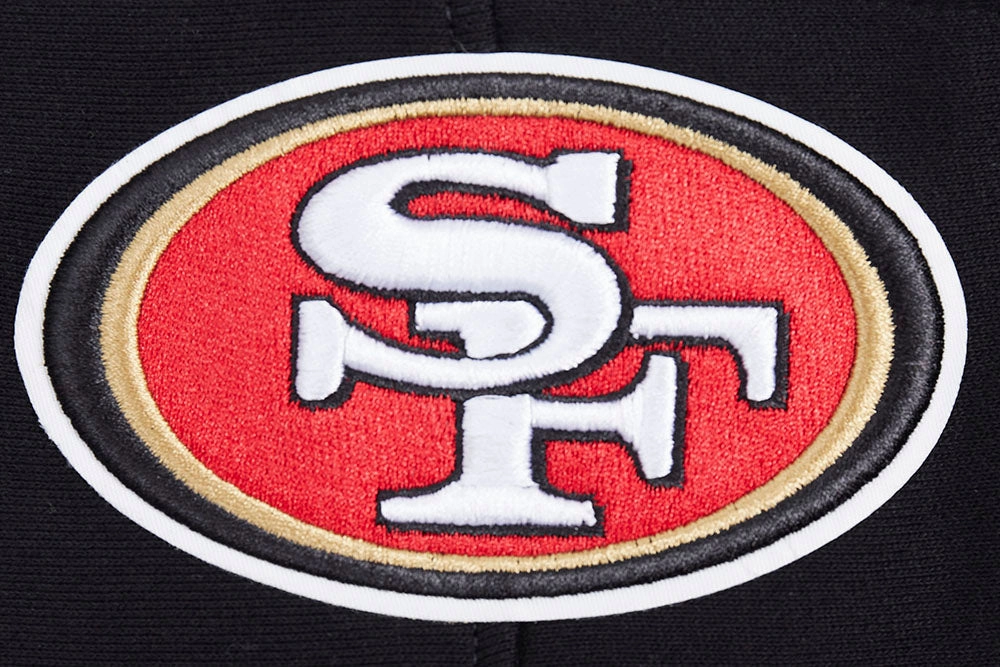 NFL SAN FRANCISCO 49ERS SCRIPT TAIL MEN'S RIB FLEECE PULLOVER HOODIE (BLACK/RED/BLACK)