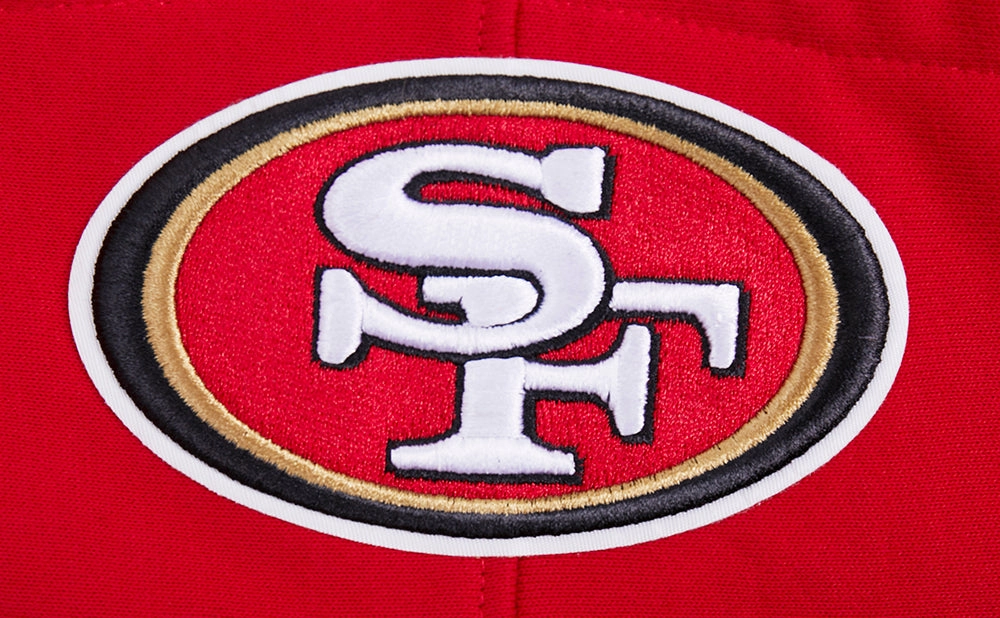 NFL SAN FRANCISCO 49ERS SCRIPT TAIL MEN'S RIB FLEECE PULLOVER HOODIE (RED/BLACK)