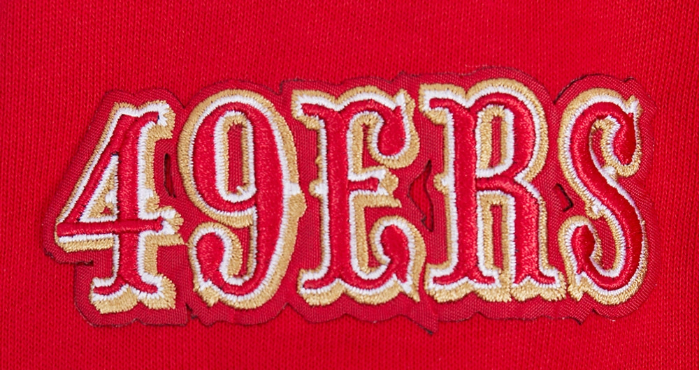 NFL SAN FRANCISCO 49ERS SCRIPT TAIL MEN'S RIB FLEECE PULLOVER HOODIE (RED/BLACK)
