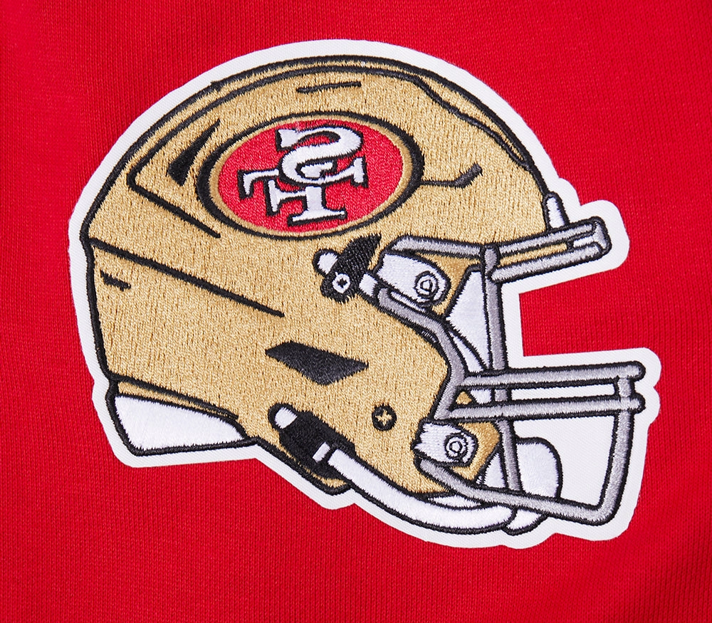 NFL SAN FRANCISCO 49ERS SCRIPT TAIL MEN'S RIB FLEECE PULLOVER HOODIE (RED/BLACK)