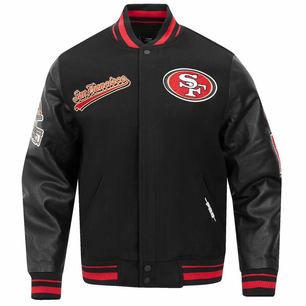 NFL SAN FRANCISCO 49ERS SCRIPT TAIL MEN'S RIB WOOL VARSITY (BLACK/RED/BLACK)