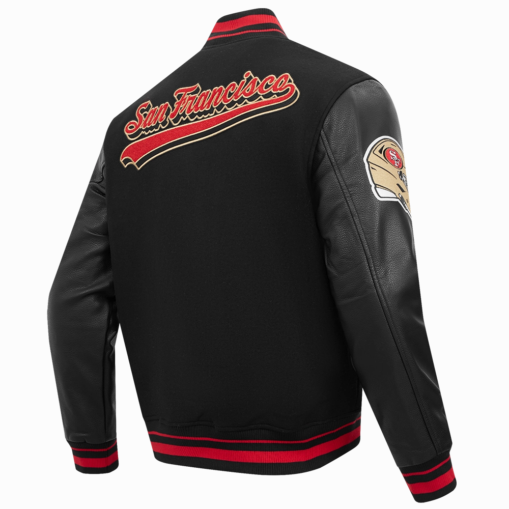 NFL SAN FRANCISCO 49ERS SCRIPT TAIL MEN'S RIB WOOL VARSITY (BLACK/RED/BLACK)