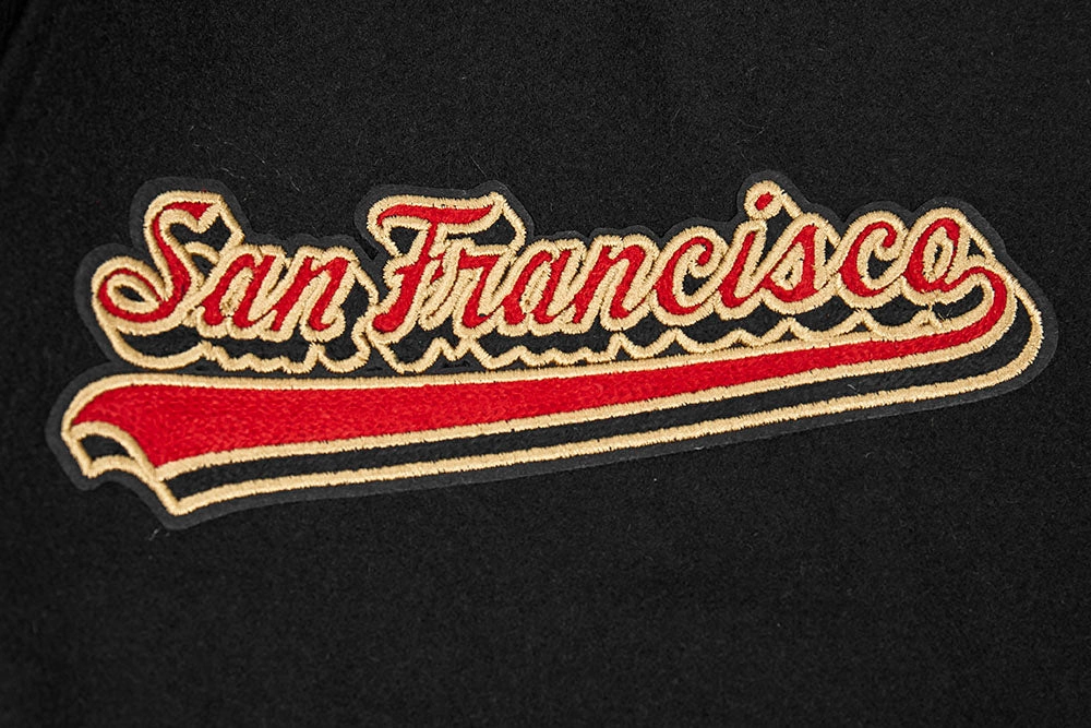 NFL SAN FRANCISCO 49ERS SCRIPT TAIL MEN'S RIB WOOL VARSITY (BLACK/RED/BLACK)