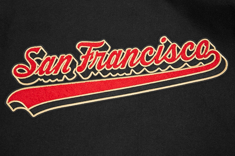 NFL SAN FRANCISCO 49ERS SCRIPT TAIL MEN'S RIB WOOL VARSITY (BLACK/RED/BLACK)
