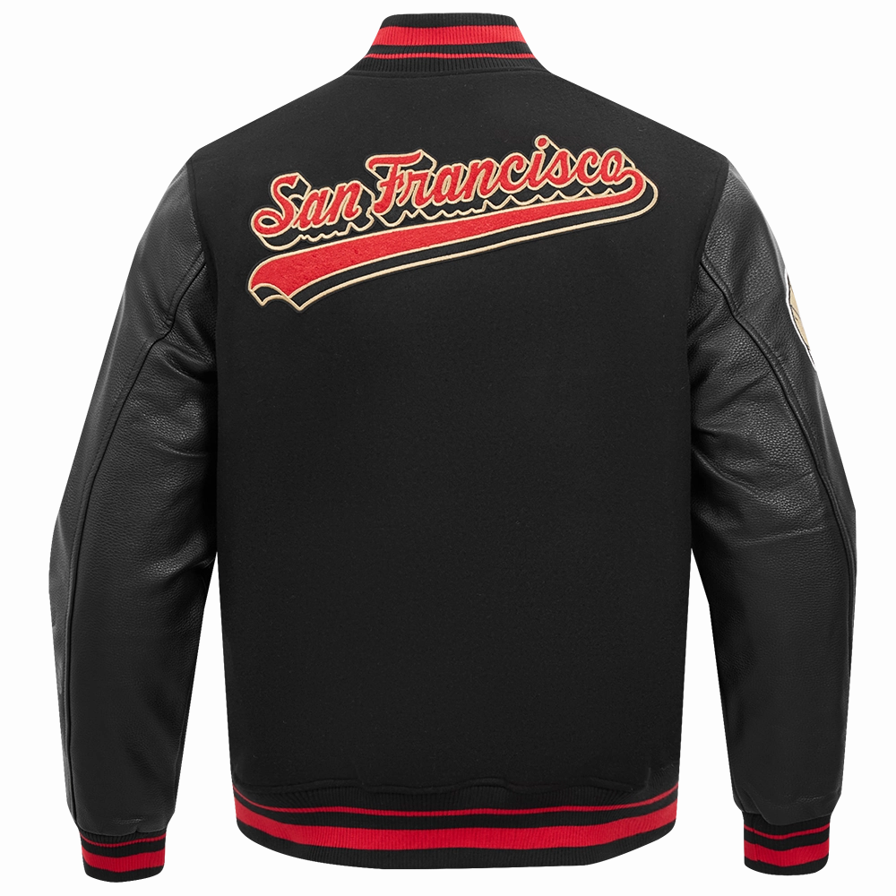 NFL SAN FRANCISCO 49ERS SCRIPT TAIL MEN'S RIB WOOL VARSITY (BLACK/RED/BLACK)
