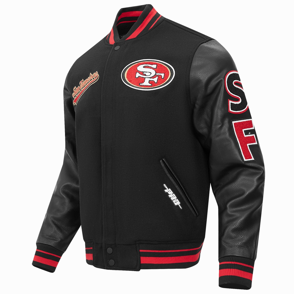 NFL SAN FRANCISCO 49ERS SCRIPT TAIL MEN'S RIB WOOL VARSITY (BLACK/RED/BLACK)