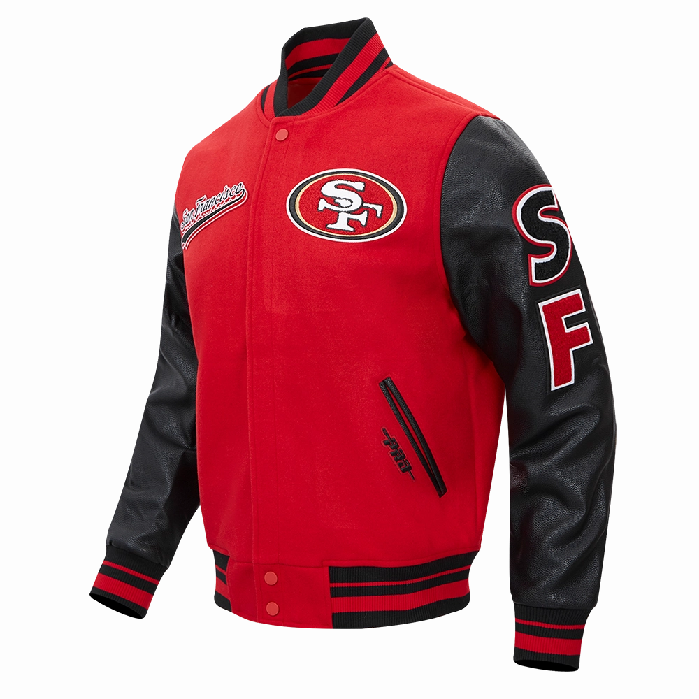 NFL SAN FRANCISCO 49ERS SCRIPT TAIL MEN'S RIB WOOL VARSITY (RED/BLACK)