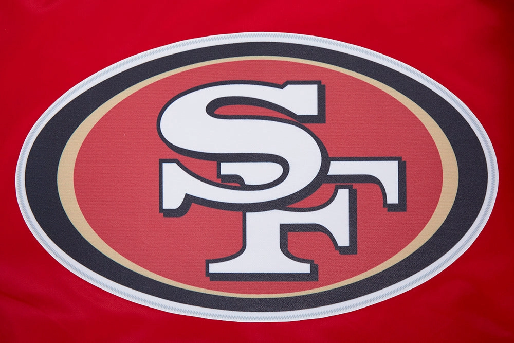 NFL SAN FRANCISCO 49ERS SCRIPT TAIL MEN'S SATIN JACKET (RED/BLACK)
