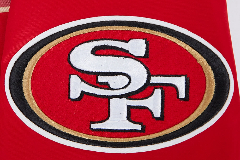 NFL SAN FRANCISCO 49ERS SCRIPT TAIL MEN'S SATIN JACKET (RED/BLACK)