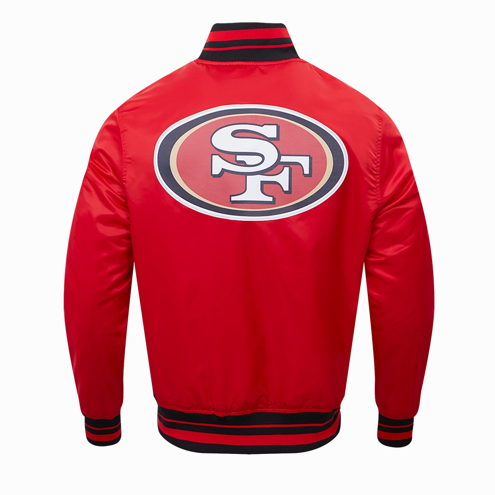NFL SAN FRANCISCO 49ERS SCRIPT TAIL MEN'S SATIN JACKET (RED/BLACK)