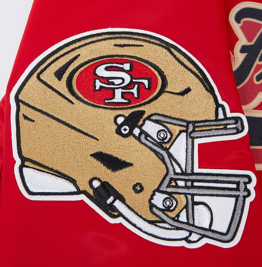 NFL SAN FRANCISCO 49ERS SCRIPT TAIL MEN'S SATIN JACKET (RED/BLACK)